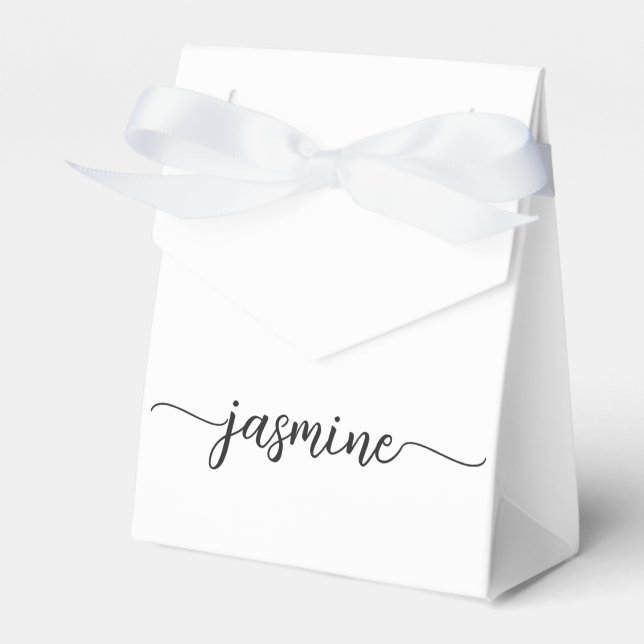 Minimalschriftzug mit weißem, girly Monogramm Name Geschenkschachtel (Vorderseite)