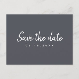 Minimalskript für Holzkohle Save the Date Ankündigungspostkarte