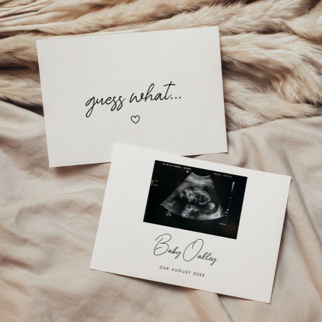 Minimalskript "Was wohl?" Babyschwangerschaft Ankündigung (Von Creator hochgeladen)