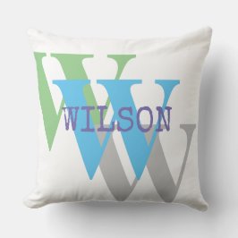 minimalweißgraues Monogramm Kissenpilz Kissen