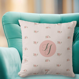 Minimierte Rose und Monogramm Kissen