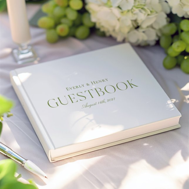 Minimlaist Elegant White & Sage Green Wedding Gästebuch (Minimlaist Elegant White & Sage Green Wedding Guest Book)