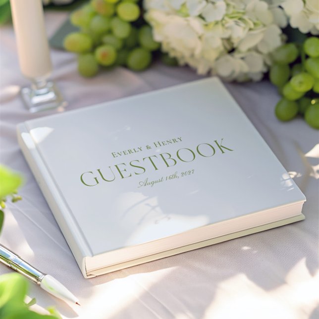 Minimlaist Elegante Light Blue & Sage Green Weddin Gästebuch (Minimlaist Elegant Light Blue & Sage Green Wedding Guest Book)