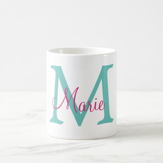 Minimum add name monogram green pink blue kaffeetasse (Mittel)
