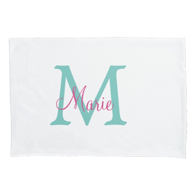 Minimum add name monogram green pink blue kissenbezug (Vorderseite)