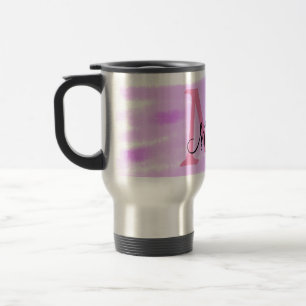 Minimum add name monogram pink watercolor reisebecher