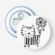 Minimum Cute Cat with Flower on Tail Decorative