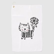 Minimum Cute Cat with Flower on Tail Decorative