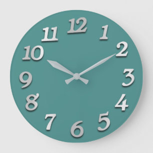 Minimum Numbers Gray Grey Mint Teal Aquatic Große Wanduhr