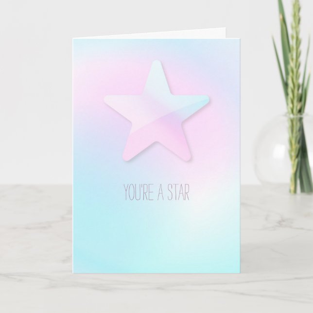 Minimum Pretty Custom Message Star Pastel Rainbow Karte (Vorderseite)