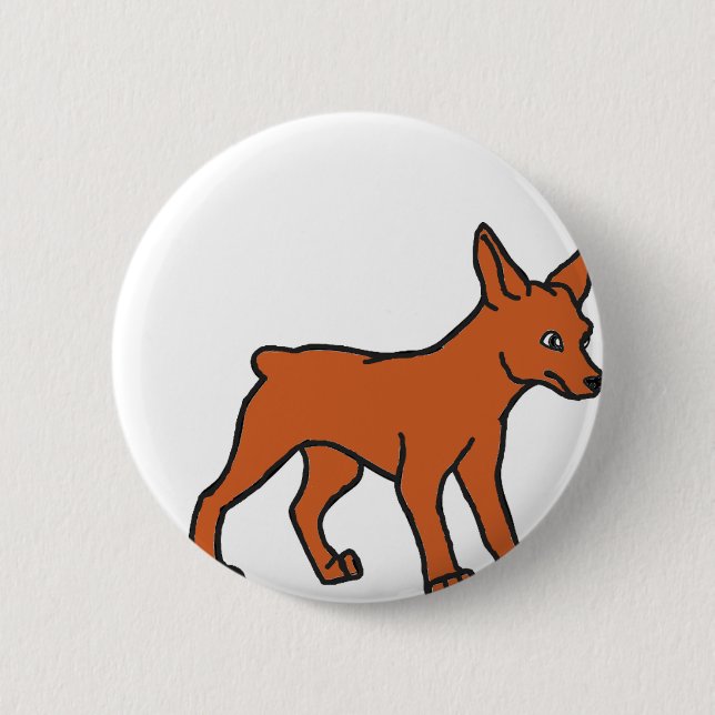 Minipinscher Cartoon rot Button (Vorderseite)