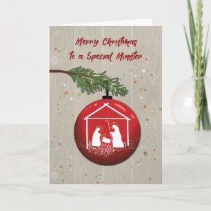 Minister Weihnachtsschmuck mit dem Manger Karte