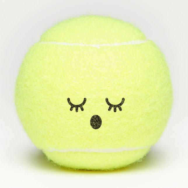 Ministerin Kawaii Niedlich Emoticon Emoji Face Tennisbälle (Vorderseite)