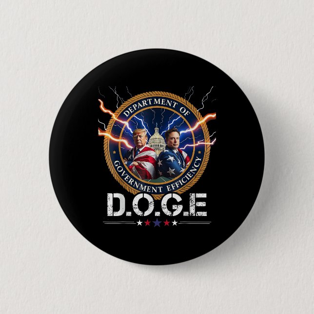 Ministerium für Effizienz Doge Trump Button (Vorderseite)