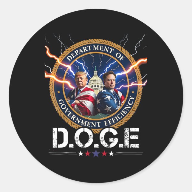 Ministerium für Regierungseffizienz Doge Trump 47  Runder Aufkleber (Vorderseite)
