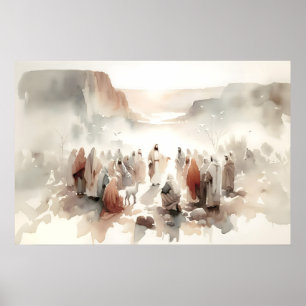 Ministerium Jesu Aquarell Bibel Landschaftsszene Poster