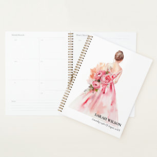 Minium Watercolor Wedding Gown Brautparty Planer