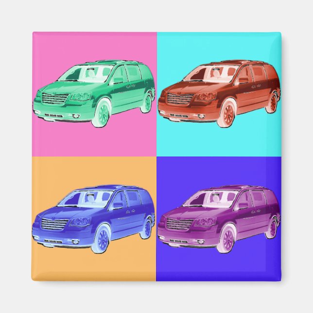 Minivan Pop Art Magnet (Vorne)
