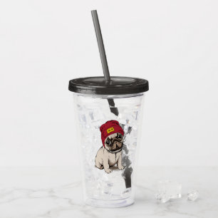 Miniwelpen-Hipster-Mops Acryltrinkbecher