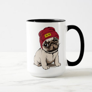 Miniwelpen-Hipster-Mops Tasse