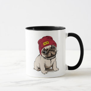 Miniwelpen-Hipster-Mops Tasse
