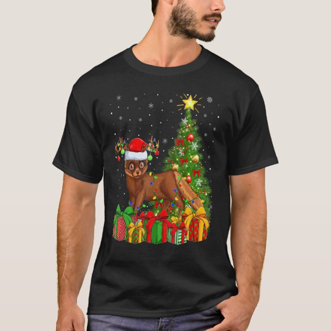 Mink   Xmas Holiday Santa Mink Christmas Tree T-Shirt (Vorderseite)