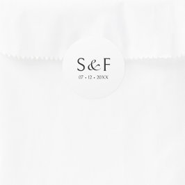 Minmal Elegant Script Monogram Wedding Runder Aufkleber