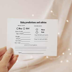 Minmalist Baby Vorhersage Baby Shower Game Card Einladung