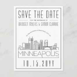Minneapol-Hochzeit | Stilisierte Skyline Save the Postkarte
