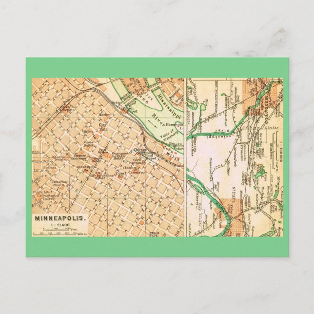 Minneapolis alte Straßengrafik Postkarte (Vorderseite)