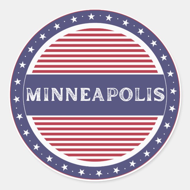 Minneapolis City Pride Emblem – American Identity Runder Aufkleber (Vorderseite)