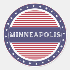 Minneapolis City Pride Emblem – Amerikanische Iden Runder Aufkleber