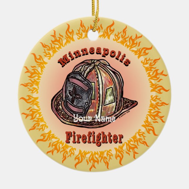 Minneapolis Feuerwehrschmuck Keramik Ornament (Vorne)