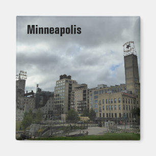 Minneapolis Mill Ruins Park Skyline Foto Magnet