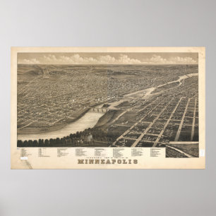 Minneapolis Minnesota 1879 Antique Panoramablick K Poster
