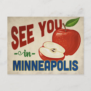 Minneapolis Minnesota Apple - Vintage Travel Postkarte