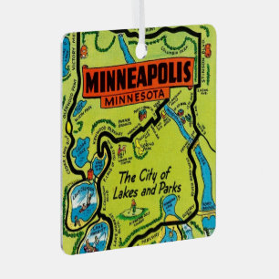 Minneapolis Minnesota Karte Ornament Aus Metall
