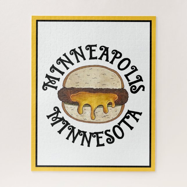 Minneapolis Minnesota MN Juicy Lucy Cheese Burger Puzzle (Vertikal)