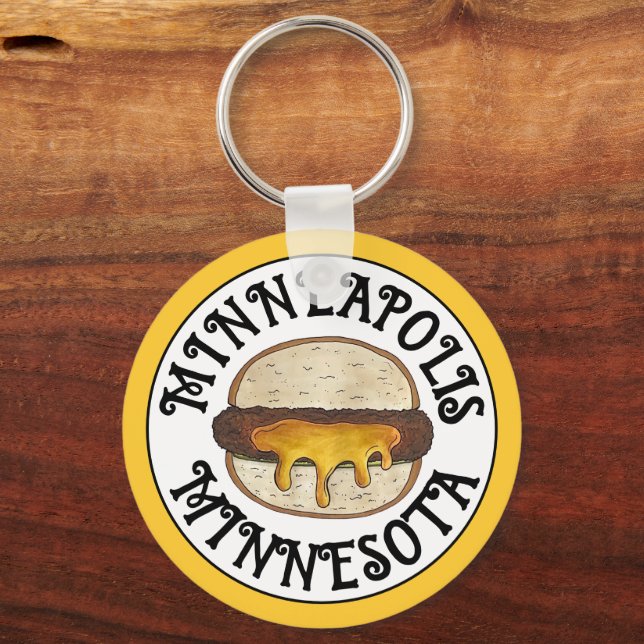 Minneapolis Minnesota MN Juicy Lucy Cheese Burger Schlüsselanhänger (Rückseite)