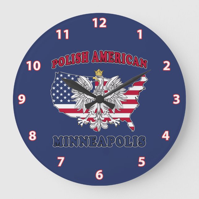 Minneapolis Minnesota Polish Große Wanduhr (Vorderseite)