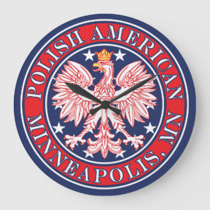 Minneapolis Minnesota Polnischer Adler Große Wanduhr