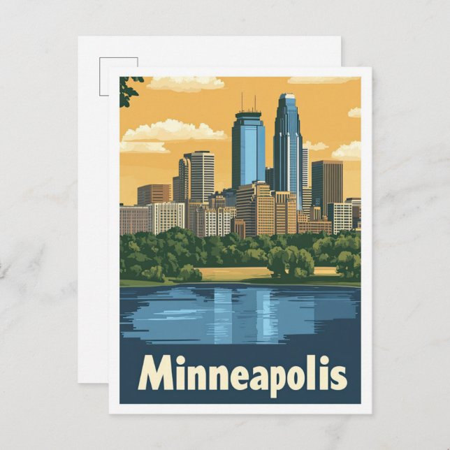 Minneapolis Minnesota Postkarte (Vorne/Hinten)