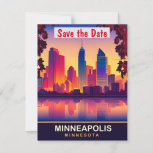 Minneapolis, Minnesota, Reisepostkarte, Save The Date