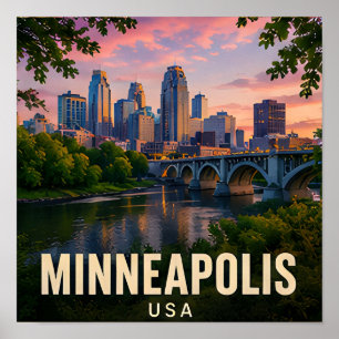 Minneapolis Minnesota River City Reise-Geschenk Poster