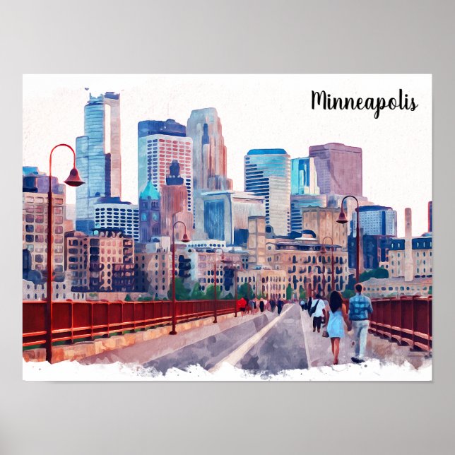 Minneapolis Minnesota Skyline City View Poster (Vorne)