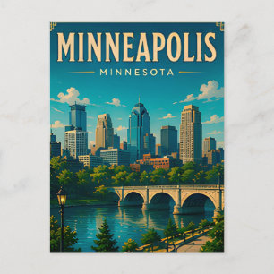 🌉 Minneapolis Minnesota Skyline und Fluss Postkarte