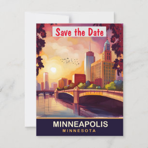 Minneapolis Minnesota Steinbrücke Hochzeit Save The Date