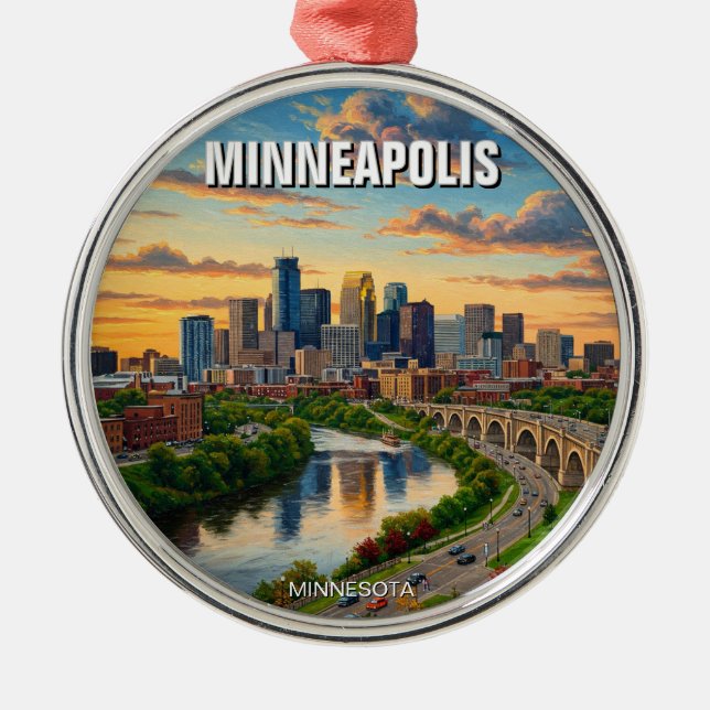 Minneapolis Minnesota Travel Ornament Aus Metall (Vorne)