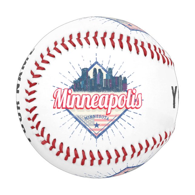 Minneapolis Minnesota USA Skyline Vereinigte Staat Baseball (Vorderseite Links)