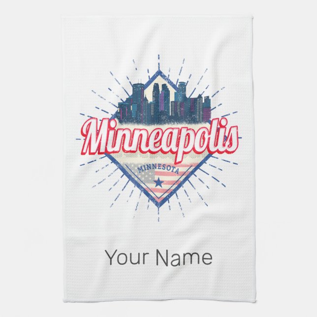 Minneapolis Minnesota USA Skyline Vereinigte Staat Geschirrtuch (Vertikal)